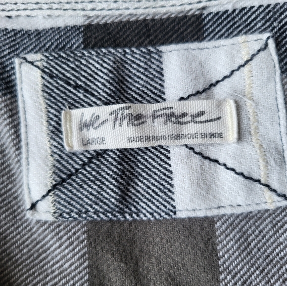 We The Free/Free People Izzy Cargo Plaid Flannel Shirt Size Large - Picture 7 of 10
